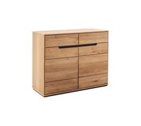 PEGANE Commode de Rangement 2 tiroirs et 2 Portes Coloris chêne Sauvage - Longueur 103 x Profondeur 41 x Hauteur 82 cm