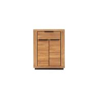 PEGANE Commode de Rangement Meuble à Chaussures 2 Portes + 1 tiroir Coloris chêne Massif huilé- Longueur 80 × Hauteur 106 × Profondeur 40 cm