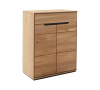PEGANE Commode de Rangement Meuble à Chaussures 2 Portes 1 tiroir Coloris chêne Sauvage Massif - Longueur 79 × Profondeur 45 × Hauteur 101 cm