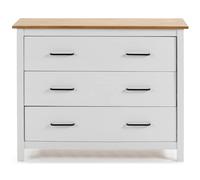 Pegane Commode en pin 3 tiroirs - Blanc