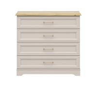 PEGANE Commode Meuble de Rangement 4 tiroirs Coloris Cachemire/Chêne Mauvella - Longueur 94 x Profondeur 44 x Hauteur 89,5 cm