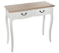 Pegane Console 2 tiroirs - Blanc chêne