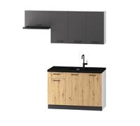 Pegane Cuisine Celia 5 éléments - Gris Mat/Chêne Artisan