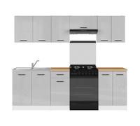 Pegane Cuisine complète 240 cm - Blanc et gris clair