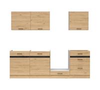 PEGANE Cuisine complète 240 cm, Ensemble de Meuble de Cuisine Coloris Chêne Bernstein, Plan de Travail Non Inclus