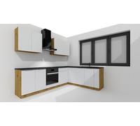 PEGANE Cuisine complète d'angle ISYA 9 éléments Couleur Gris Clair/Artisan - Longueur 200/260 cm
