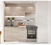 Pegane Cuisine complète Mila 1m80 - Beige chêne