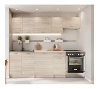 PEGANE Cuisine complète Mila 7 éléments Couleur chêne Sonoma avec Plan de Travail Inclus - Longueur 180/240 cm