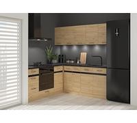 PEGANE Cuisine d'angle complète 200x200 cm, Meubles de Cuisine modulables Coloris Chêne Bernstein, Plan de Travail Non Inclus