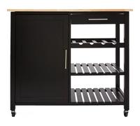 Pegane Desserte de cuisine en bois - Noir