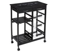 Pegane Desserte roulante MDF et verre - Noir