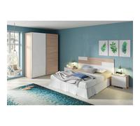 Pegane Ensemble chambre adulte - Effet bois / blanc