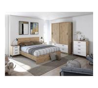 Pegane Ensemble chambre blanc artic/chêne nordique