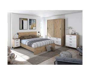 Pegane Ensemble chambre blanc artic/chêne nordique