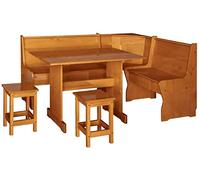 PEGANE Ensemble d'angle Coin Repas en pin Massif Coloris Miel - Longueur 172 x Profondeur 132 x Hauteur 86 cm