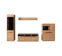 PEGANE Ensemble de Salon composé de 4 Meubles Coloris Chêne Sauvage huilé