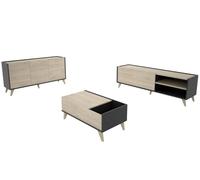 Pegane Ensemble salon meuble TV table basse - Graphite