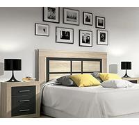 PEGANE Ensemble de tête de lit + 2 chevets Coloris chêne Cambrian, Graphite