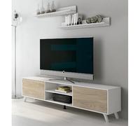 Pegane Ensemble meuble TV - Blanc chêne