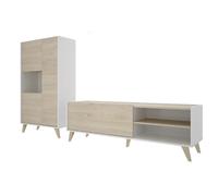 Pegane Ensemble meuble TV et buffet - Blanc