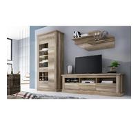Pegane Ensemble meuble TV + étagère - Chêne