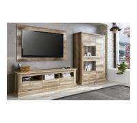 Pegane Ensemble meuble TV + vitrine - Chêne