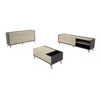 Pegane Ensemble salon meuble TV table basse - Graphite