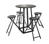 Pegane Ensemble table et chaises jardin - blanc/noir