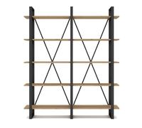 Pegane Étagère colonne métal bois - Naturel
