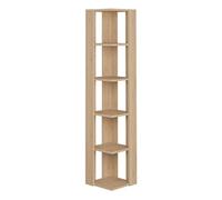 PEGANE Etagère Murale, bibliothèque d'angle avec 5 tablettes Coloris chêne Cambrian - Longueur 34 x Profondeur 34 x Hauteur 161 cm