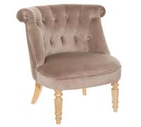 Pegane Fauteuil crapaud velours - Taupe
