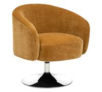 Pegane Fauteuil de salon pivotant en velours - Ocre