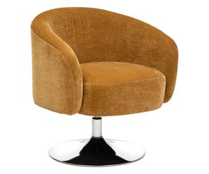 Pegane Fauteuil de salon pivotant en velours - Ocre