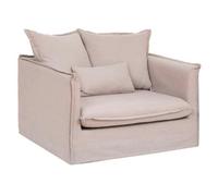 Pegane Fauteuil en cuir PU et bois - Beige