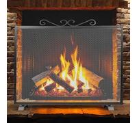 PEGANE Grille de Protection pour cheminée, Grille Pare-feu modèle Special en Fer forgé Coloris Noir - Hauteur 78 x Longueur 100 cm