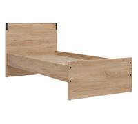 PEGANE Lit 90x200 cm lit 1 Place sans sommier Coloris Frêne/Noir - Longueur 204,5 x Profondeur 98 x Hauteur 45,5-90,5 cm