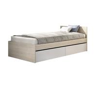 pegane Lit adulte 90x190 - Chêne naturel/blanc