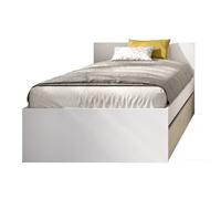 pegane - Lit adulte 90x190 cm - Chêne naturel, blanc