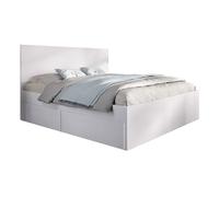 Pegane Lit adulte avec tiroirs - Blanc 140x190 cm