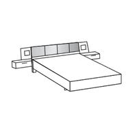 Pegane Lit adulte double Queen Size + 2 chevets - Gris graphite 160x200 cm