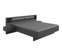 pegane Lit adulte King Size - Gris graphite 180x200 cm