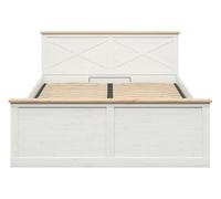 PEGANE Lit Coffre avec Rangement, lit Double 2 Places 160x200 cm avec sommier Coloris Pin Andersen Blanchi/chêne Artisan - Longueur 208 x Profondeur 168 x Hauteur 57-95 cm
