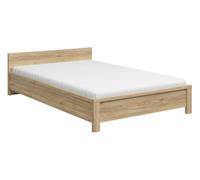 PEGANE Lit Double 140x200cm sans sommier Coloris Chêne mauvella - Longueur 206,5 x Profondeur 148 x Hauteur 60,5 cm