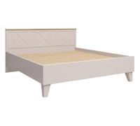 PEGANE Lit Double 180x200 cm sans sommier Coloris Cachemire/Chêne mauvella - Longueur 205 x Profondeur 185 x Hauteur 46,5-97 cm