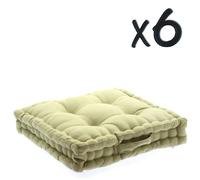 Pegane Lot 6 coussins de sol - 40x40x8 cm - Gris