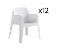 Pegane Lot de 12 chaises de jardin - Blanc
