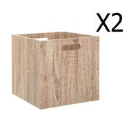 Pegane Lot de 2 boîtes de rangement carrées - Naturel