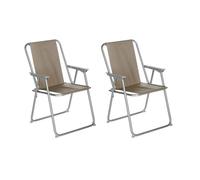 Pegane Lot de 2 chaises de camping pliantes - Taupe
