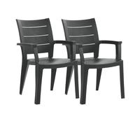 Pegane Lot de 2 chaises de jardin empilables - Gris