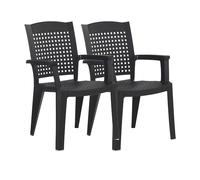 Pegane Lot de 2 chaises de jardin empilables - Gris